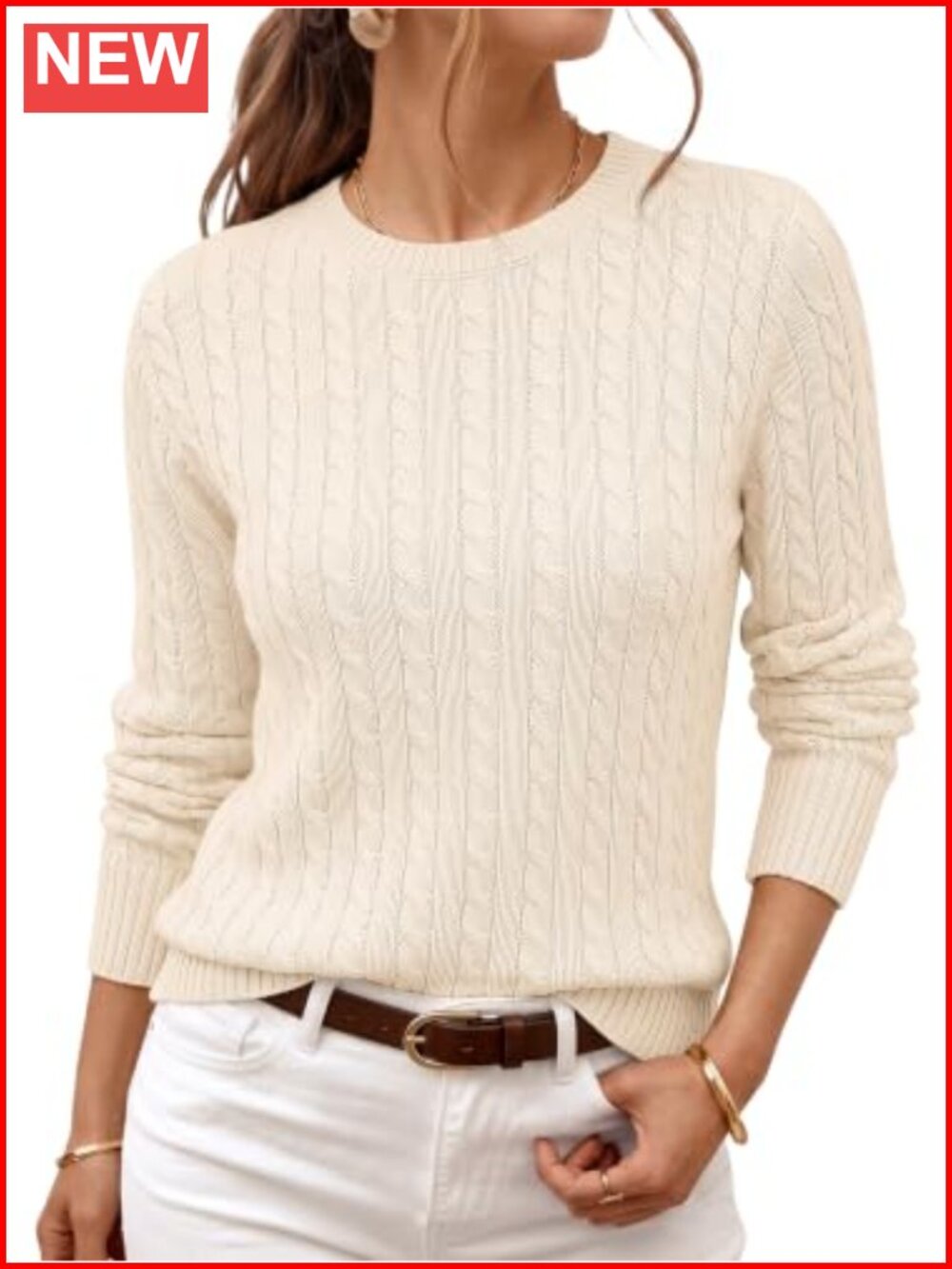 LILLUSORY Womens Lightweight Cable Knit Soft Pullover Sweater